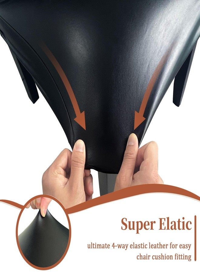 أغطية كراسي بار من الجلد الصناعي مع مساند ظهر، أغطية كراسي بار مقاومة للماء، قابلة للغسل والمسح، أغطية كراسي بار عالية الظهر، واقيات كراسي للحانات والمقاهي وغرف الطعام (أسود، عبوة من 4 قطع) - Image 5